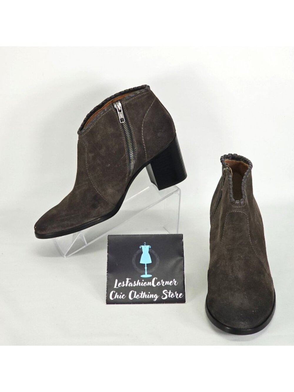Frye Women's Smokey Gray Suede Nora Whipstiched  Ankle Bootie Size 9.5 180